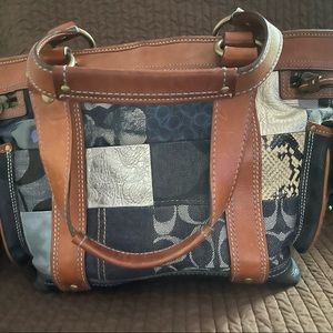 Coach handbag/tote in dark denim/silver Coach